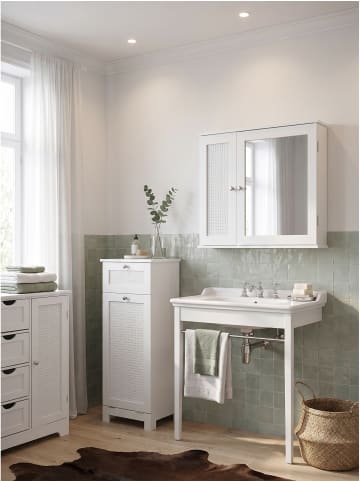 KADIMA DESIGN Wandschrank rechteckig, lackiertes MDF, 2 Türen, Landhaus