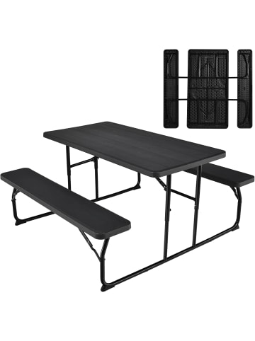 COSTWAY Picknicktisch Klappbar mit Bänken 136cm in Schwarz