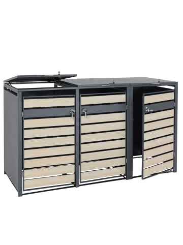 MCW XL 3er/6er-Mülltonnenverkleidung J81, Buche-Holzoptik hellbraun