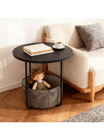relaxdays Beistelltisch in Schwarz/ Dunkelgrau - (H)50 x Ø 45 cm