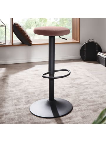 KADIMA DESIGN Barhocker | Höhenverstellbar 58-79cm, Eisen, Samt in Rosa