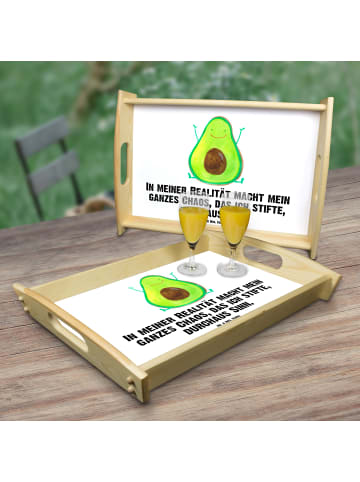Mr. & Mrs. Panda Holztablett Avocado Glücklich mit Spruch in Weiß