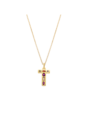 Luxenter necklace with multicoloured zirconia, 18-K gold finish - Alphabet
