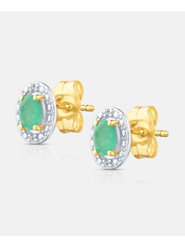 Diamant L'éternel Ohrstecker, mit Smaragd, 375 Gelbgold