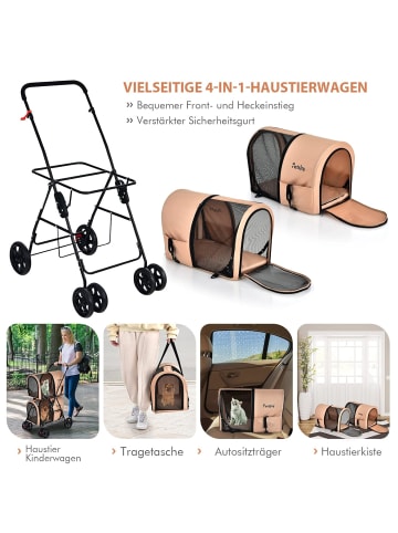 COSTWAY 2 Etagen Hundewagen in Beige