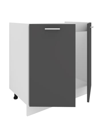 VCM Spülunterschrank Breite 80 cm Spülenschrank Esilo in Weiß / Anthrazit
