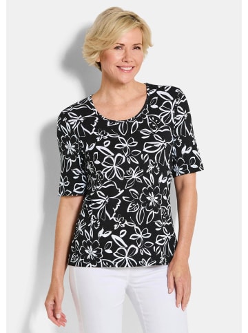 GOLDNER Cityshirt mit floralem Design in schwarz / weiß / gemustert