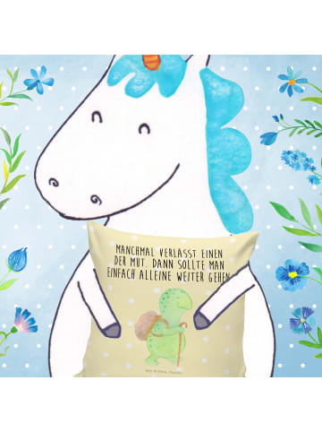 Mr. & Mrs. Panda Dekokissen Schildkröte Wanderer mit Spruch in Gelb Pastell