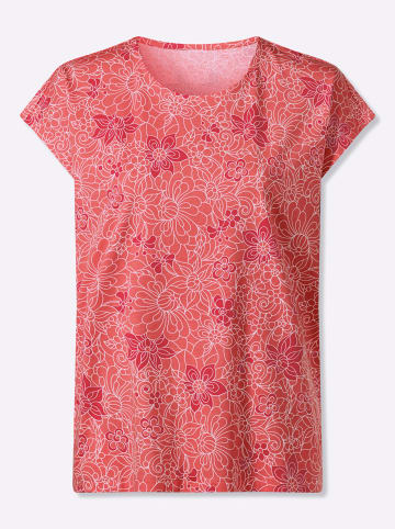 Sieh an! Rundhals-Shirt in koralle-erdbeere-bedruckt