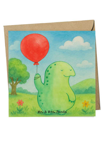 Mr. & Mrs. Panda Grußkarte Schildkröte Luftballon Design ohne Sp... in Weiß