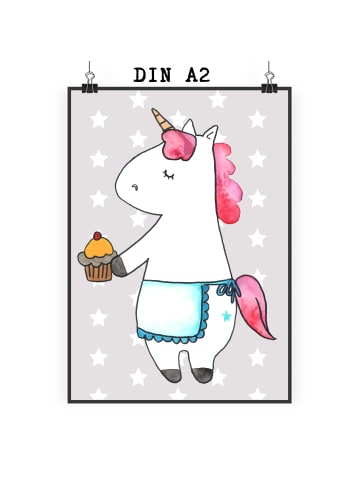 Mr. & Mrs. Panda Wandbild Einhorn Muffin ohne Spruch in Grau Pastell