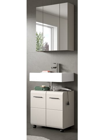 Inn.Furn Badmöbel-Set Kaschmir 60 cm 2-teilig, Waschbeckenunterschrank auf Rollen