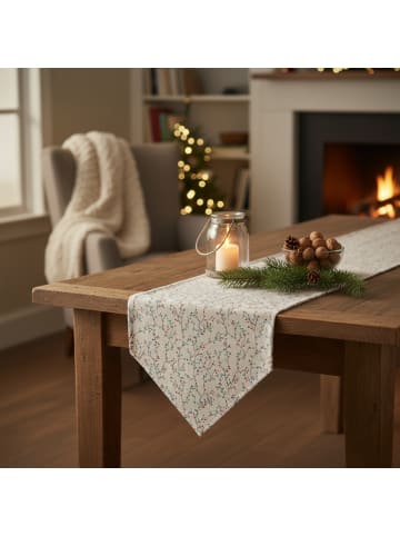 Weihnachtstischläufer, Zweige in Cremefarben, 150 cm