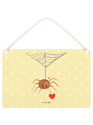 Mr. & Mrs. Panda Deko Schild Spinne Agathe Liebe ohne Spruch in Gelb Pastell