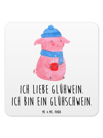 Mr. & Mrs. Panda Tischuntersetzer Schwein Glühwein mit Spruch in Weiß