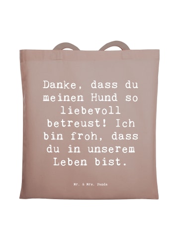 Mr. & Mrs. Panda Tragetasche Spruch Danke Hundesitter mit Spruch in Braun Pastell