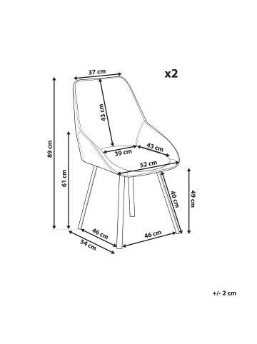 Beliani 2er-Set Esszimmerstuhl TERLTON in Beige/Schwarz