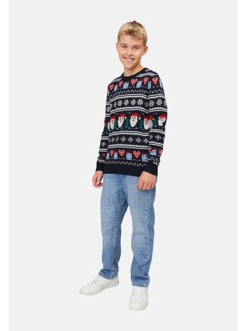 JACK & JONES Junior Strickpullover 'Festive' in dunkelblau