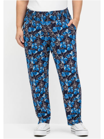 sheego Schlupfhose in tiefblau gemustert