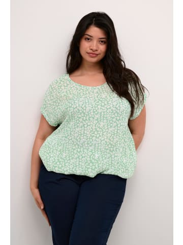 KAFFE curve Kurzarm-Bluse KCami Loose fit in Granite Green/ Chalk Flower