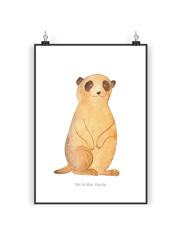 Mr. & Mrs. Panda Poster Erdmännchen ohne Spruch in Weiß