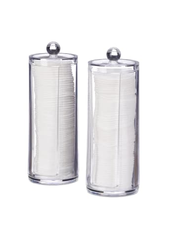 relaxdays 2er-Set: Wattepads Aufbewahrung in Transparent