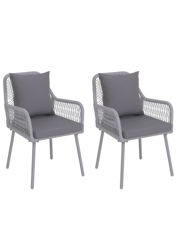 MCW 2er-Set Gartenstuhl O12, Hellgrau, Bezug hellgrau
