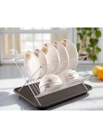 Cheffinger Abtropfgestell mit Tropfschale - Geschirrständer 2 Ebenen in Silber