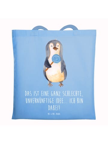 Mr. & Mrs. Panda Stofftasche Pinguin Lolli mit Spruch in Sky Blue