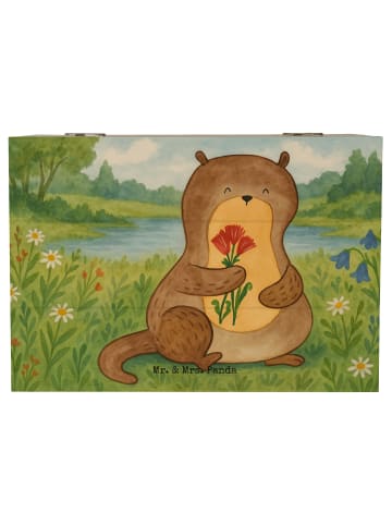 Mr. & Mrs. Panda Erinnerungsbox Otter Blumenstrauß Design ohne S... in Weiß