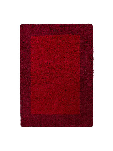 KADIMA DESIGN Teppich Hochflor Shaggy Waschbar Bordüre RHEIN Strapazierfähig in Rot