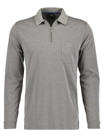 Ragman Softknit-Poloshirt Langarm mit Zip in Grau