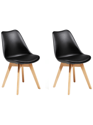 Beliani 2er-Set Esszimmerstuhl DAKOTA II in Schwarz/Braun