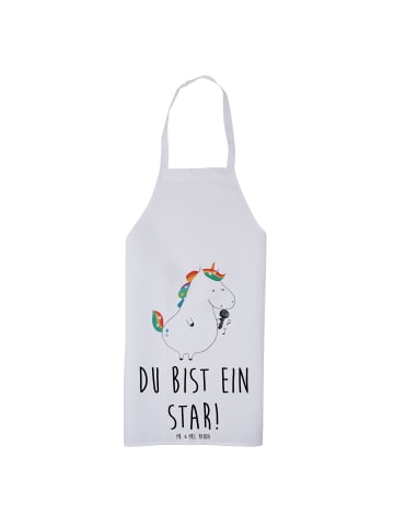 Mr. & Mrs. Panda Kochschürze Einhorn Sänger mit Spruch in Weiß
