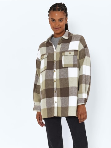 Noisy may Oversized Bluse Langarm Shacket Shirt Übergangsjacke NMFLANNY in Braun