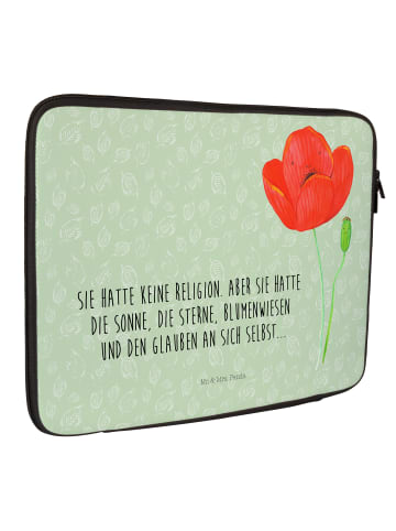 Mr. & Mrs. Panda Hülle Laptop Blume Mohnblume mit Spruch in Blattgrün