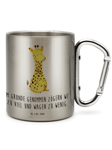 Mr. & Mrs. Panda Edelstahltasse Giraffe Zufrieden mit Spruch in Silber