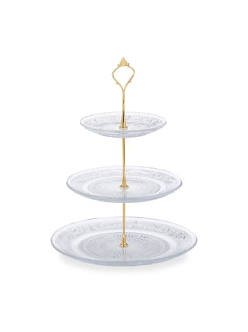 relaxdays Etagere in Transparent/ Gold - (H)34 x Ø 25 cm