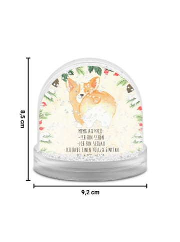 Mr. & Mrs. Panda Schneekugel Weihnachten Corgi Po mit Spruch in Naturpapier