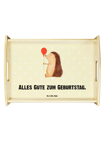 Mr. & Mrs. Panda Serviertablett Igel Luftballon mit Spruch in Gelb Pastell