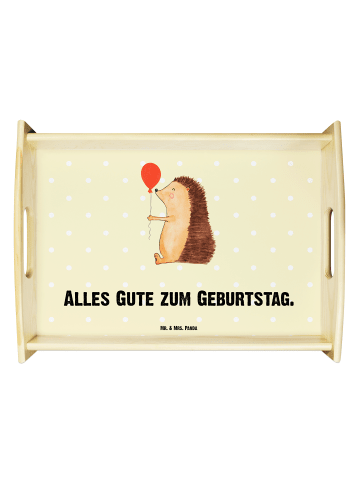 Mr. & Mrs. Panda Sofa Tablett Igel Luftballon mit Spruch in Gelb Pastell