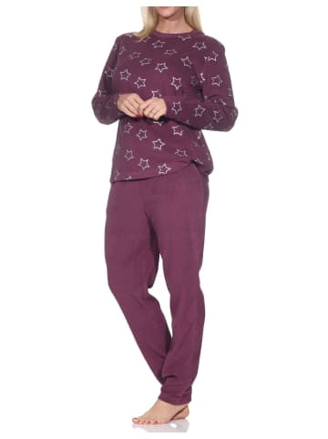NORMANN Frottee Schlafanzug langarm Bündchen Sterne in beere