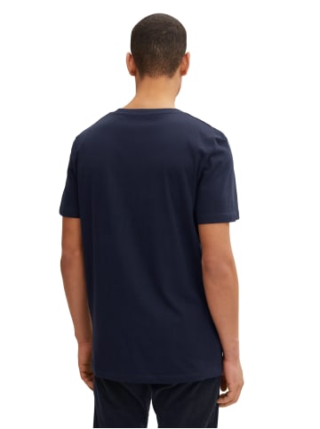 Tom Tailor Basic Logo Print T-Shirt Rundhals 2x Stück Set Kurzarm in Dunkelblau-2