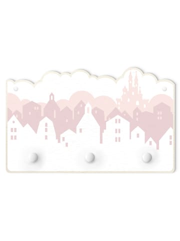 WALLART Kindergarderobe Holz - Wolkenschloss in rosa in Weiß