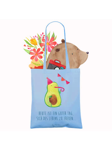 Mr. & Mrs. Panda Tragetasche Avocado Party mit Spruch in Sky Blue