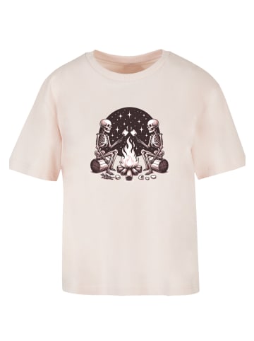 F4NT4STIC Tee Skelette Lagerfeuer Marshmallow in pink