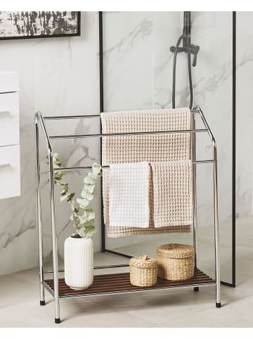 Beliani Handtuchständer MURIVA in Silber/Braun - (W) 72 x (H) 85 x (L) 27 cm