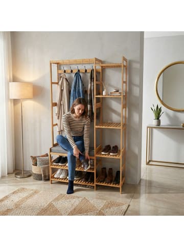 relaxdays Garderobenständer in Natur - (B)104 x (H)175 x (T)30 cm