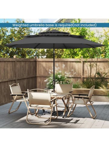 COSTWAY 3-stöckig Sonnenschirm 300 cm in Grau