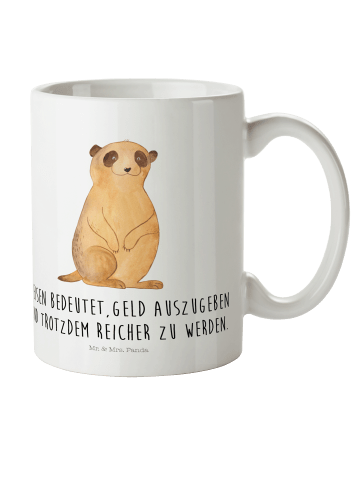 Mr. & Mrs. Panda Kindertasse Erdmännchen mit Spruch in Weiß